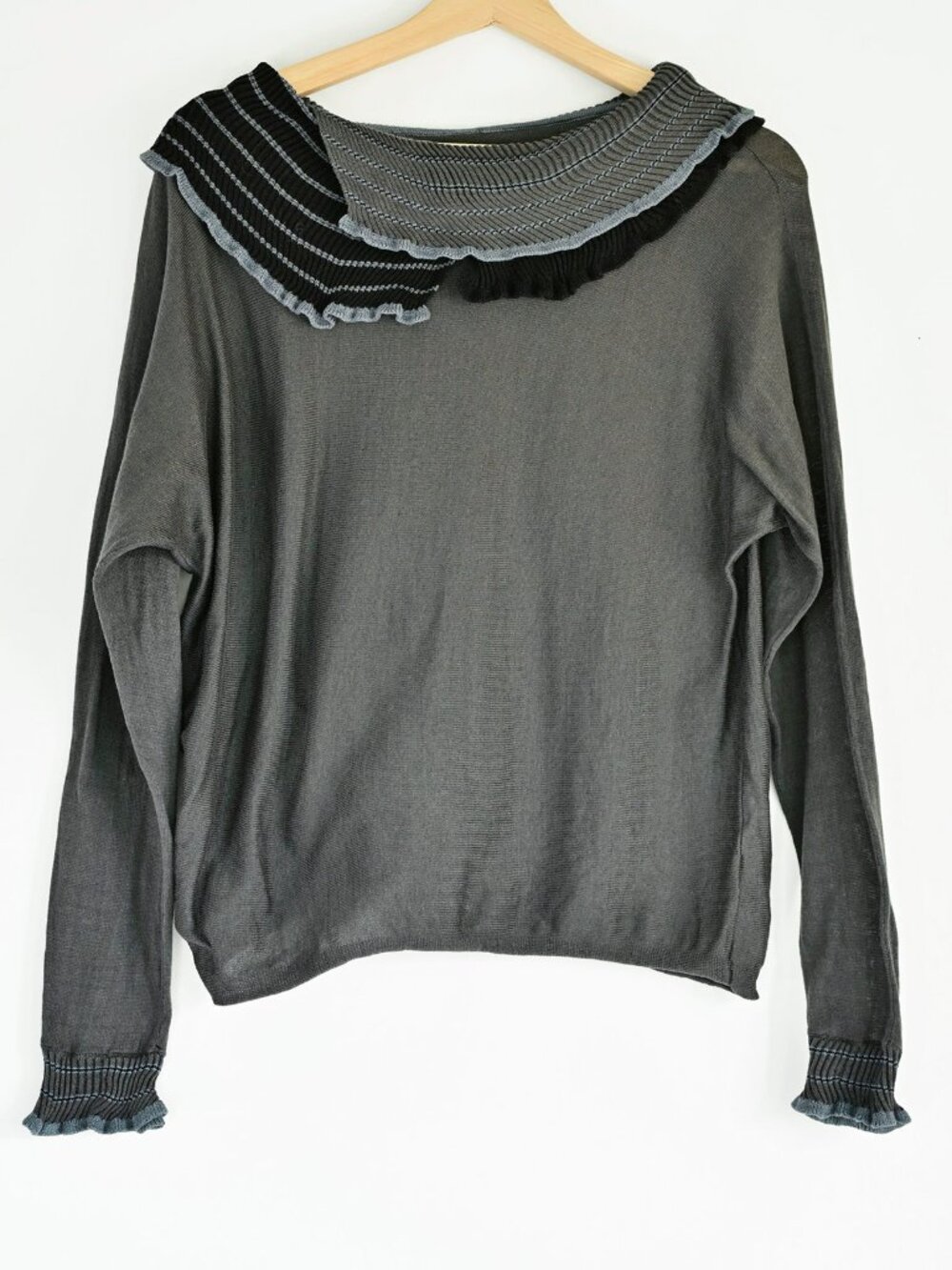 Matthildur Pima Cotton Ruffle Collar Sweater S